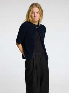 Sia Ras 2/4 Rib Knit Cardigan Noos - Dark Sapphire Melange