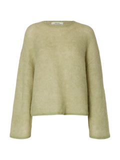 Lulu Loose Ls Knit O-Neck - Lint Birch