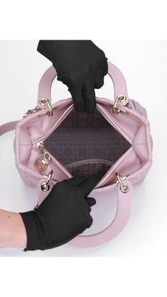 Dior Lady Dior Shoulder Bag Medium - Metallic Pink
