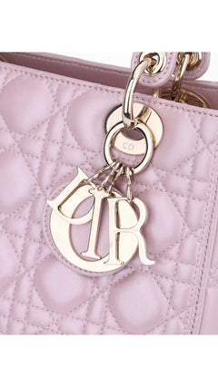 Dior Lady Dior Shoulder Bag Medium - Metallic Pink