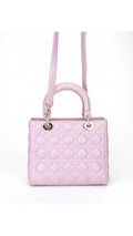 Dior Lady Dior Shoulder Bag Medium - Metallic Pink