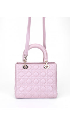 Dior Lady Dior Shoulder Bag Medium - Metallic Pink