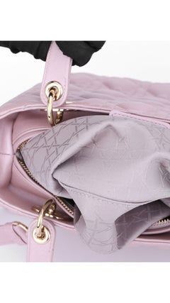 Dior Lady Dior Shoulder Bag Medium - Metallic Pink
