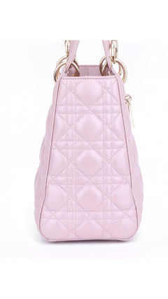 Dior Lady Dior Shoulder Bag Medium - Metallic Pink