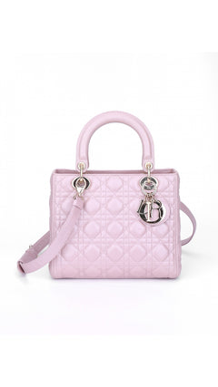 Dior Lady Dior Shoulder Bag Medium - Metallic Pink