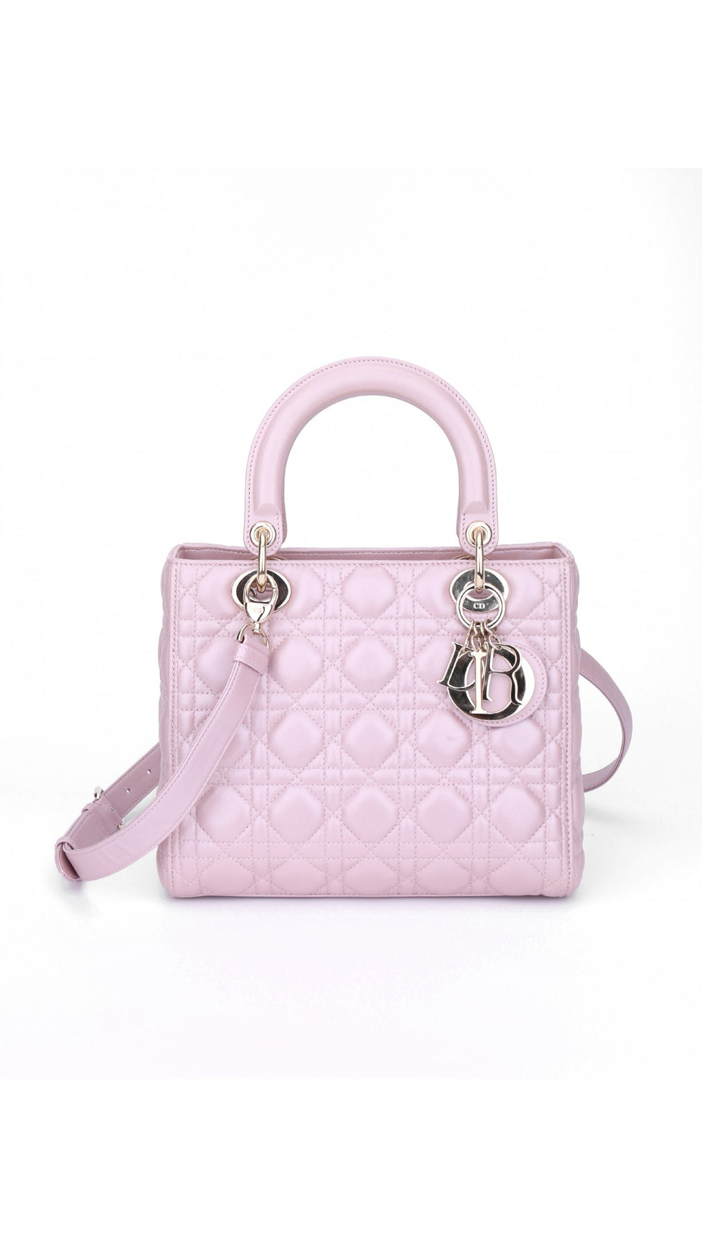 Dior Lady Dior Shoulder Bag Medium - Metallic Pink