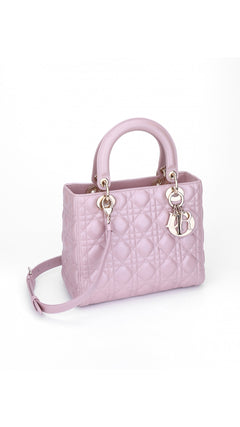 Dior Lady Dior Shoulder Bag Medium - Metallic Pink