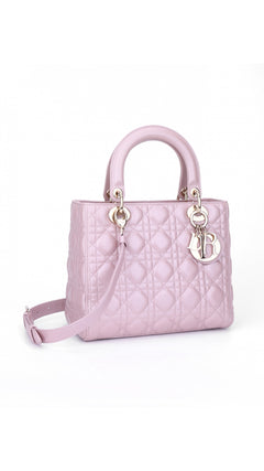 Dior Lady Dior Shoulder Bag Medium - Metallic Pink