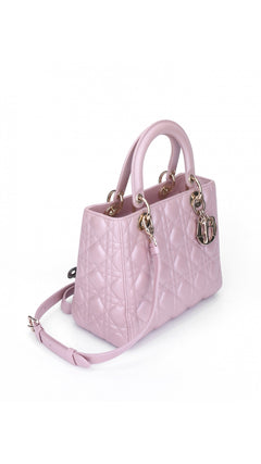 Dior Lady Dior Shoulder Bag Medium - Metallic Pink