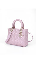 Dior Lady Dior Shoulder Bag Medium - Metallic Pink