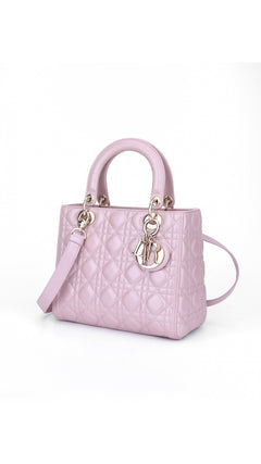 Dior Lady Dior Shoulder Bag Medium - Metallic Pink