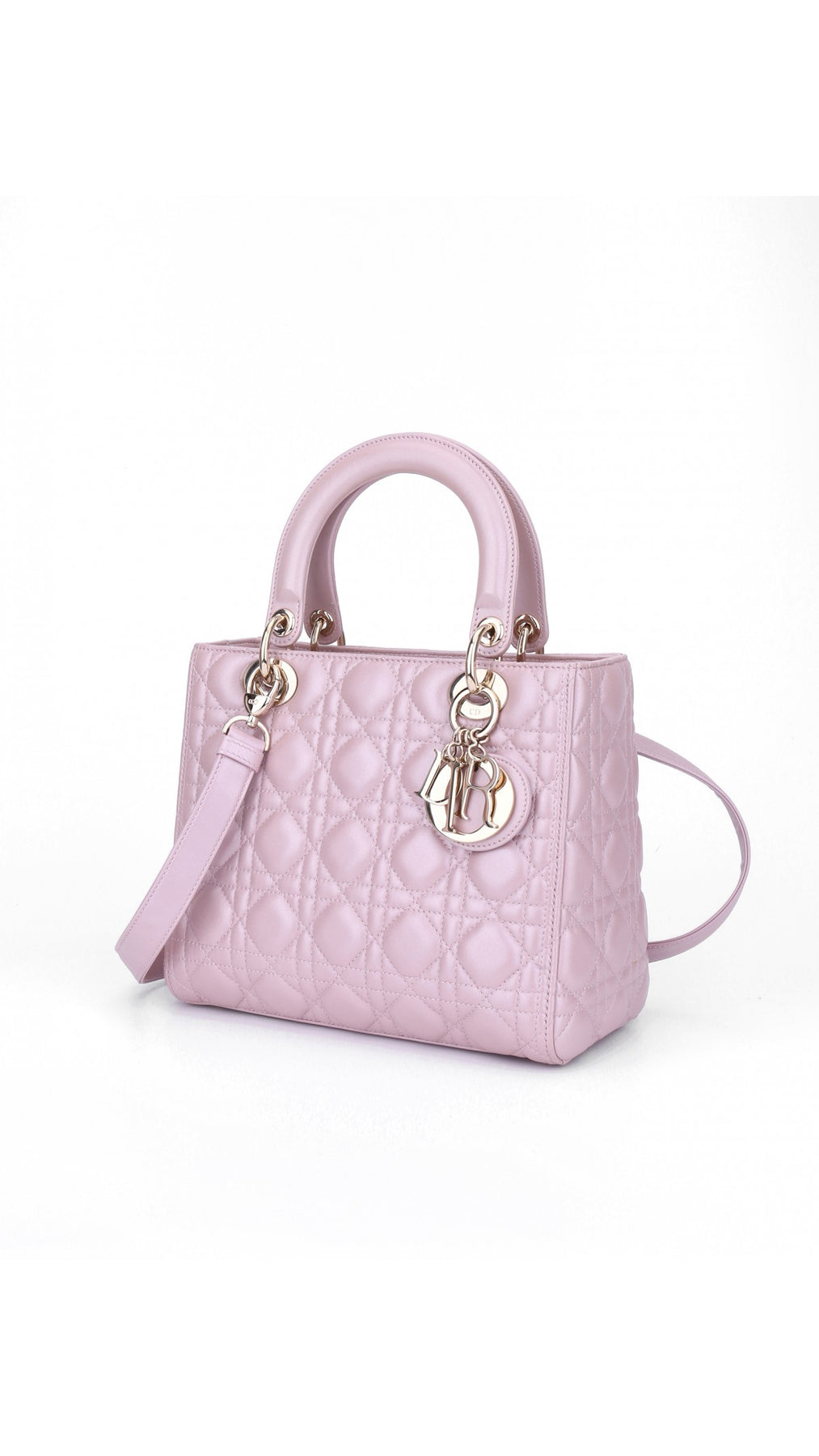Dior Lady Dior Shoulder Bag Medium - Metallic Pink