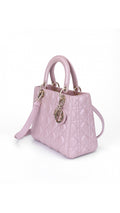 Dior Lady Dior Shoulder Bag Medium - Metallic Pink