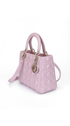 Dior Lady Dior Shoulder Bag Medium - Metallic Pink