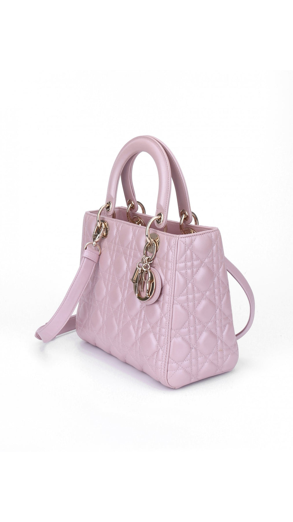 Dior Lady Dior Shoulder Bag Medium - Metallic Pink