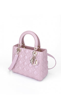 Dior Lady Dior Shoulder Bag Medium - Metallic Pink