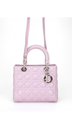 Dior Lady Dior Shoulder Bag Medium - Metallic Pink