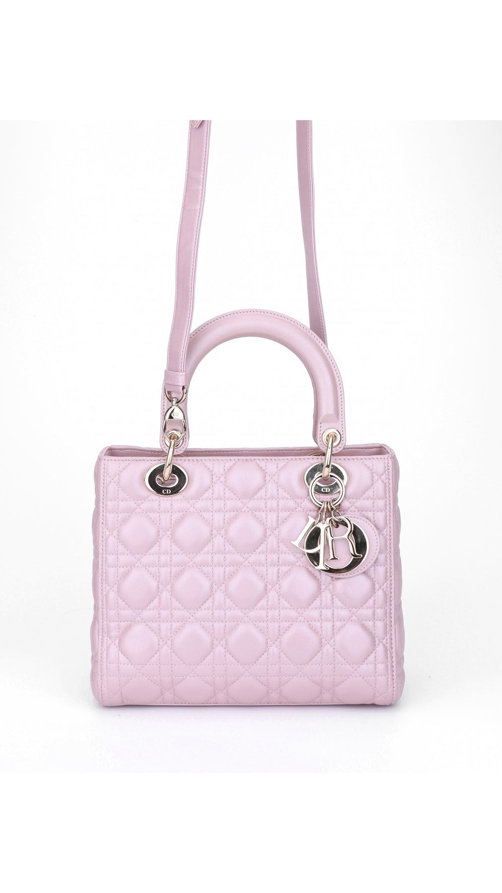 Dior Lady Dior Shoulder Bag Medium - Metallic Pink