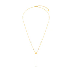 Crystal & Starburst Fine Lariat Necklace - Pale Gold