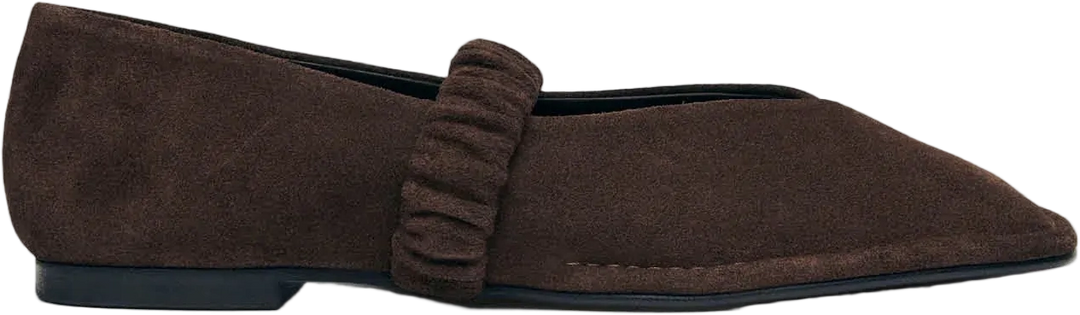 Lautan Leather Ballet Flats - Suede Brown