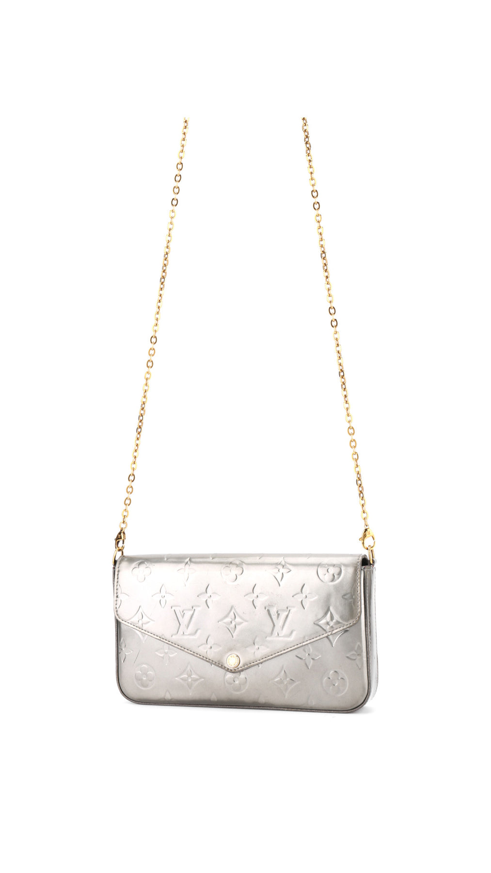 Louis Vuitton Félicie Pochette Monogram Vernis Bag - Silver