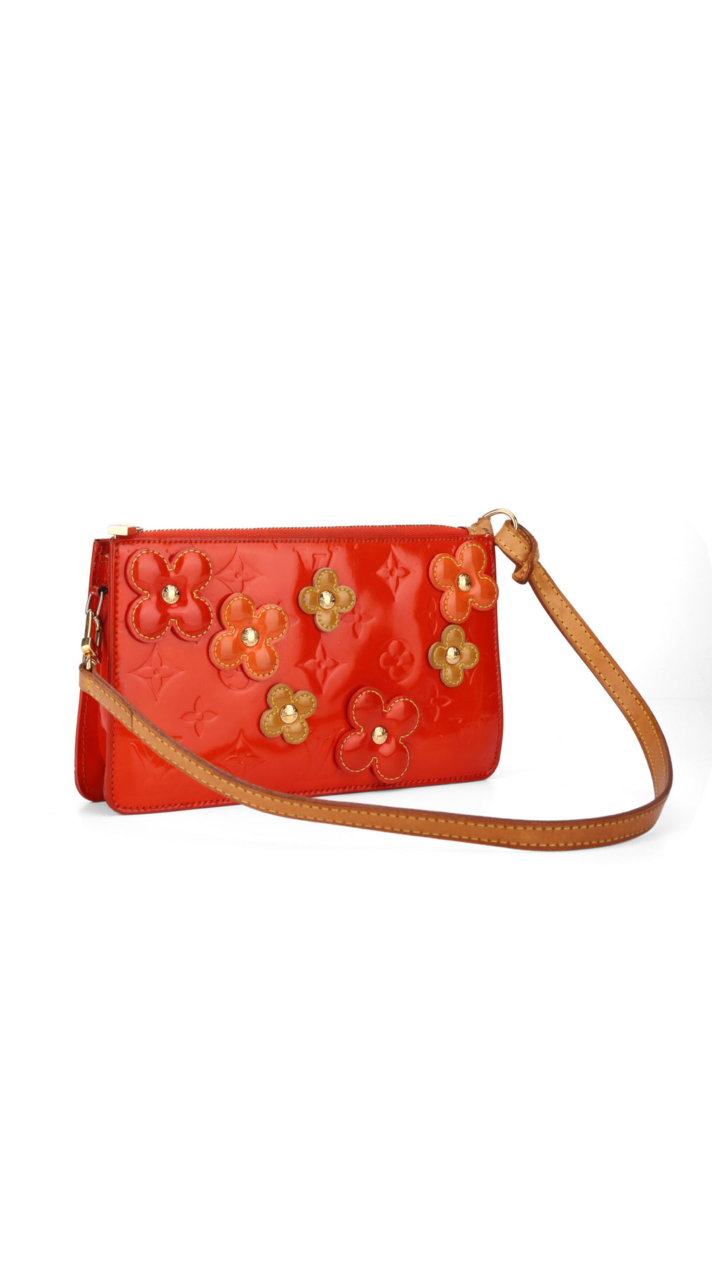 Louis Vuitton Monogram Vernis Flowers Shoulder Bag - Orange Red