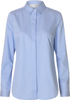 Romie Ls Striped Fitted Shirt - Bright White Blue
