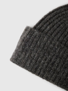 Lulu Wool Blend Knit Beanie - Medium Grey Melange