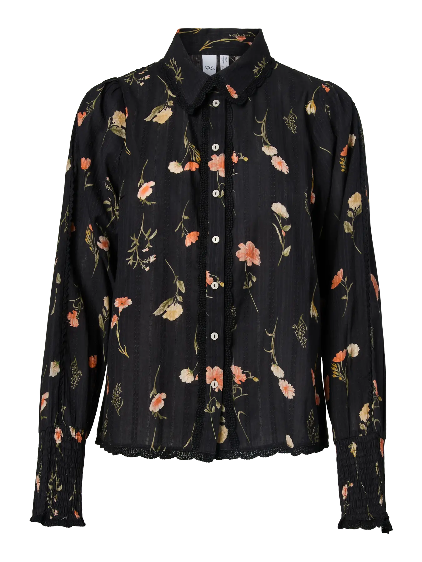 Yassomelli Ls Shirt - Ex - Black Flower Print