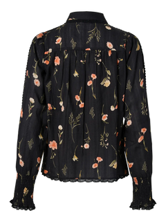 Yassomelli Ls Shirt - Ex - Black Flower Print
