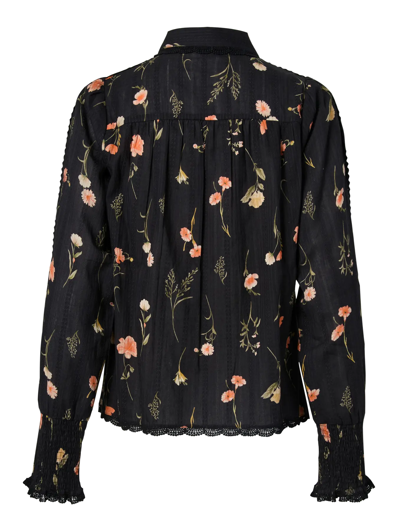 Yassomelli Ls Shirt - Ex - Black Flower Print