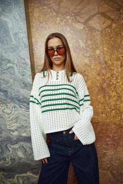 Leen Knit - Talani Green Stripe