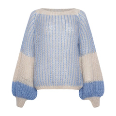 Liana Knit Sweater - Dusty Blue Cream