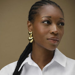 Statement Voluminous Heart Drop Earring - Gold