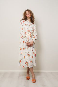 Walda LS AOP Midi Dress - Snow White