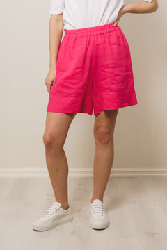 Linen Pull-On Shorts - Magenta Pink