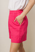 Linen Pull-On Shorts - Magenta Pink