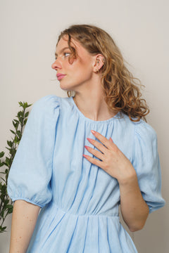 Eli Linen Dress - Ice Blue