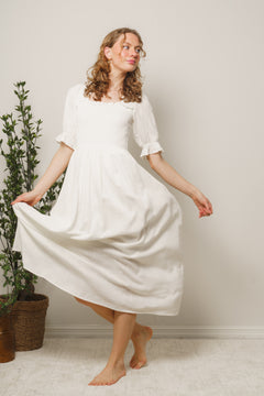 Juana-Ulrikke 2/4 Smock Ankle Dress B - Snow White