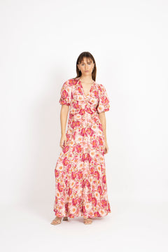 SH - Crepe Satin Rouching Gown - Blushed Blossom