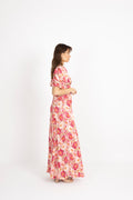 Crepe Satin Rouching Gown - Blushed Blossom