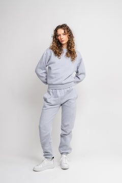 Organic Fitted Crewneck - Heather Grey