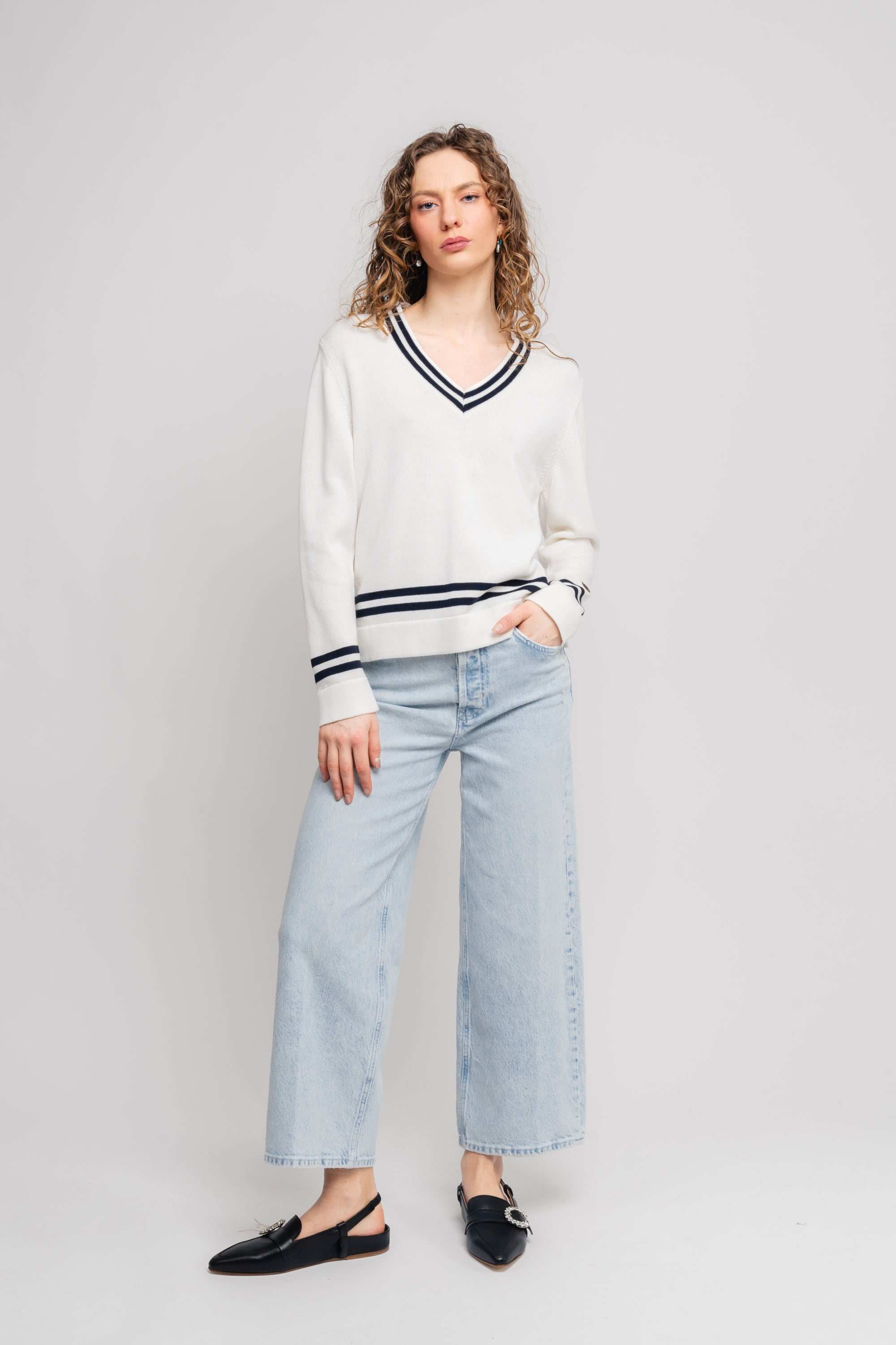 Tova Sweater - Ecru/Marine