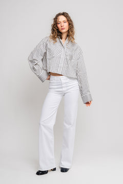 Striped Cutline Shirt - Silver Filigree Grey Comb