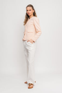 Stacy Jacket - Cream/Pink Stripes