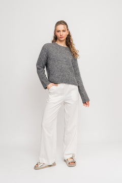 Gabella Ls Pullover Knit - Light Grey Melange