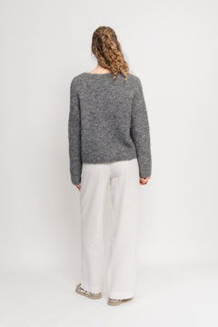 Gabella Ls Pullover Knit - Light Grey Melange