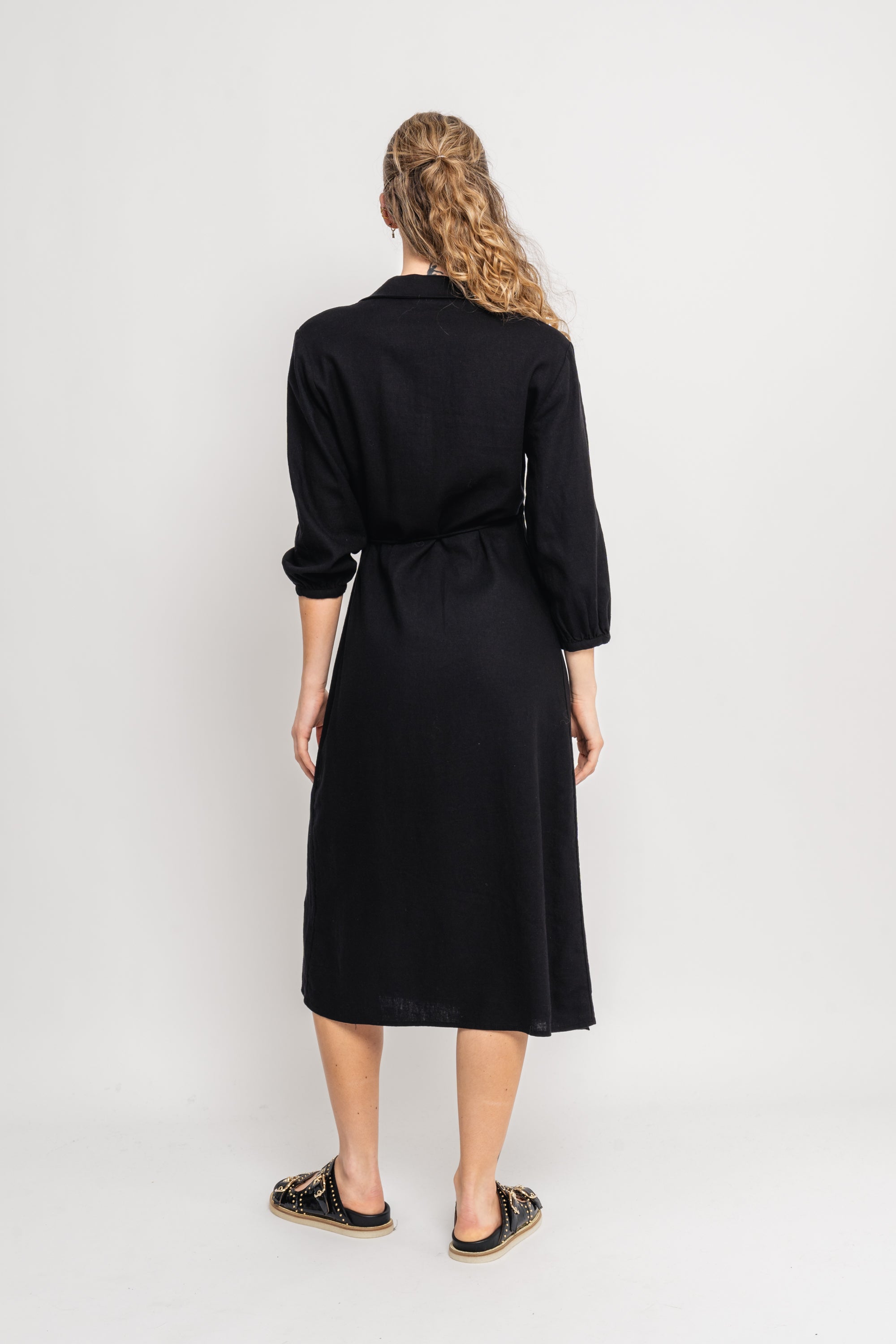 Jovene Ginia 3/4 Wrap Dress - Black