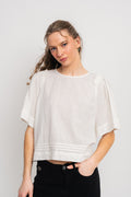 Hillie 2/4 Linen Top B - Snow White