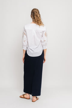 KelliseCC Lace Cut Shirt - White